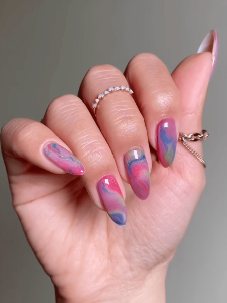 Pink watercolor nails